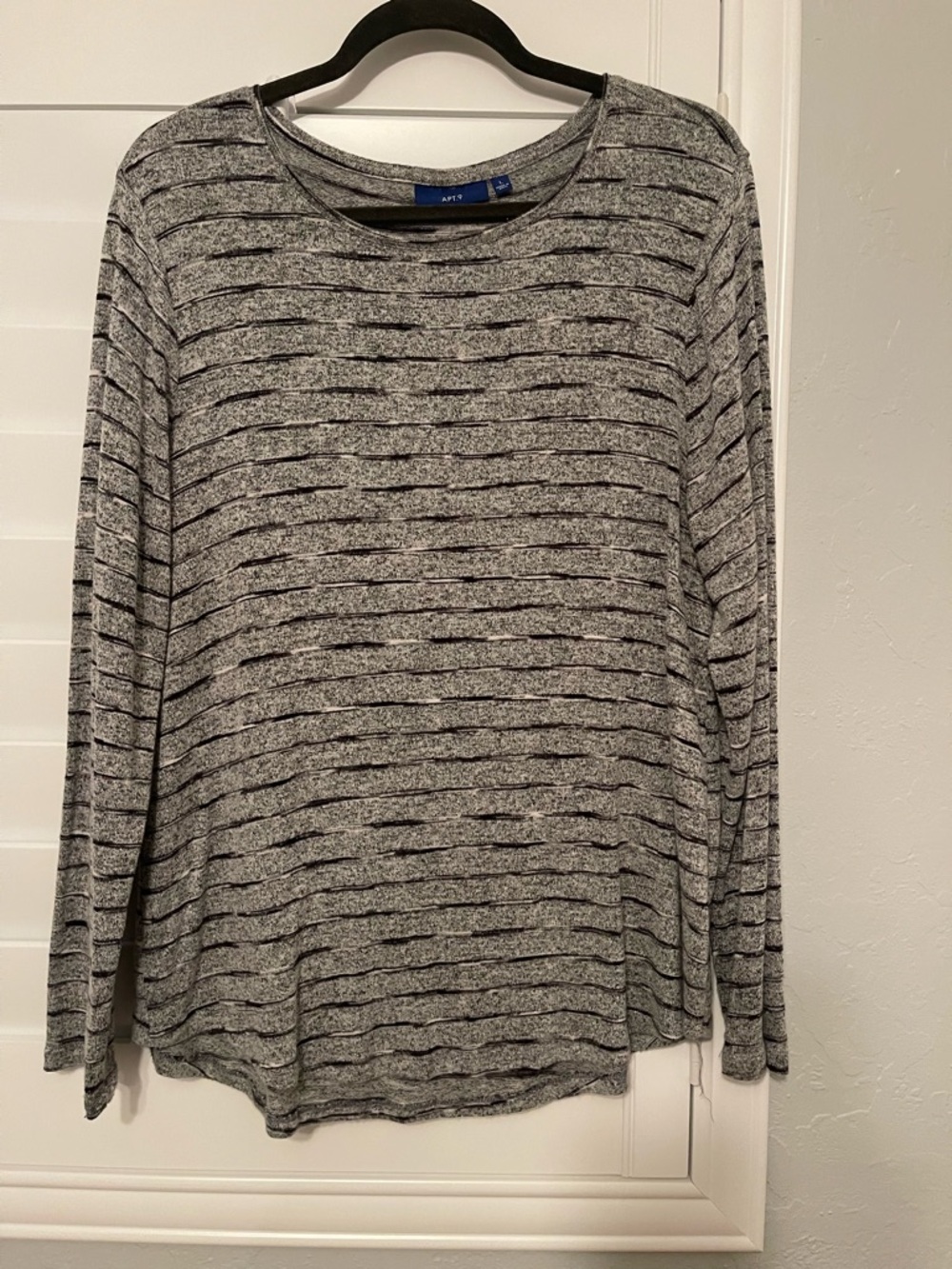 Apt. 9 Gray and Black Striped Long Sleeve Top